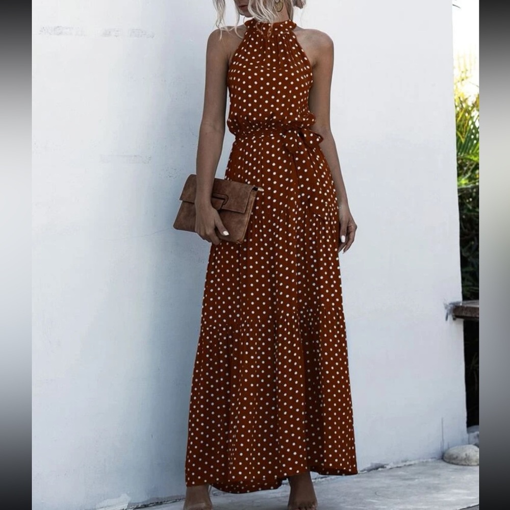 Boho gypsy dot halter maxi dress - Picture 6 of 10